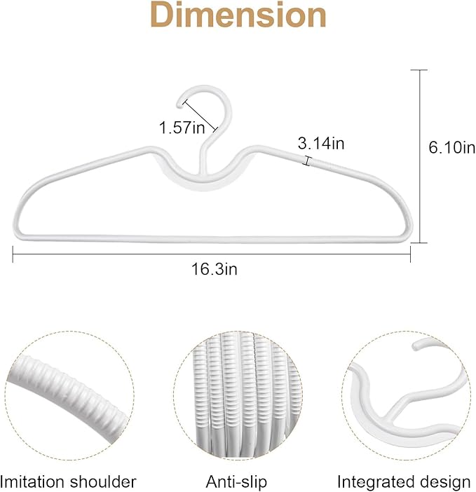 Short Neck Hanger Clothes Plastic Hangers Space Saving Anti-Slip Heavy-Duty Slim Closet Thin Hangers, Coat Hanger for College Dorms, Homes & More, Enhances Closet Space(10Pack)