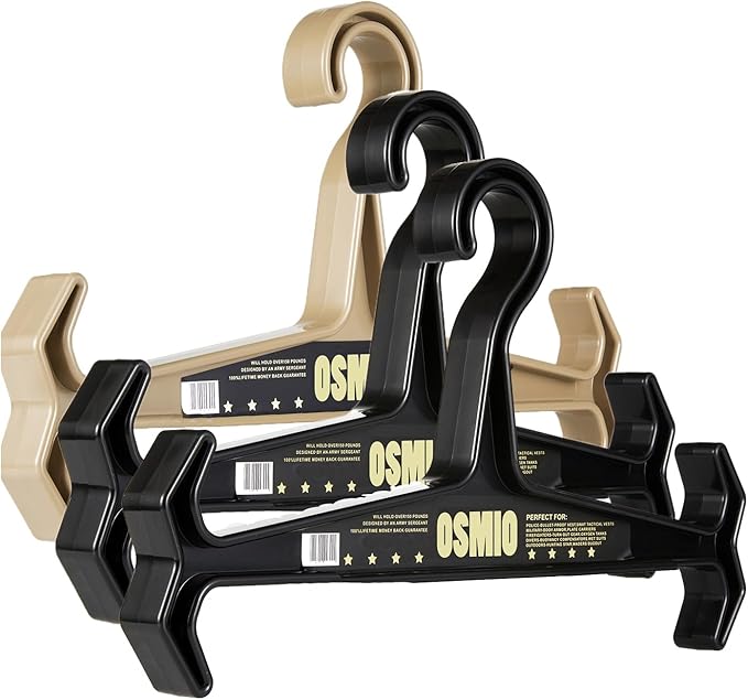 YCJ OSMIO (3 Pack) Heavy Duty Hanger for Tactical Attachments, Weight Vest, Diving Equipment, Wetsuit and Scuba BCD (Black)