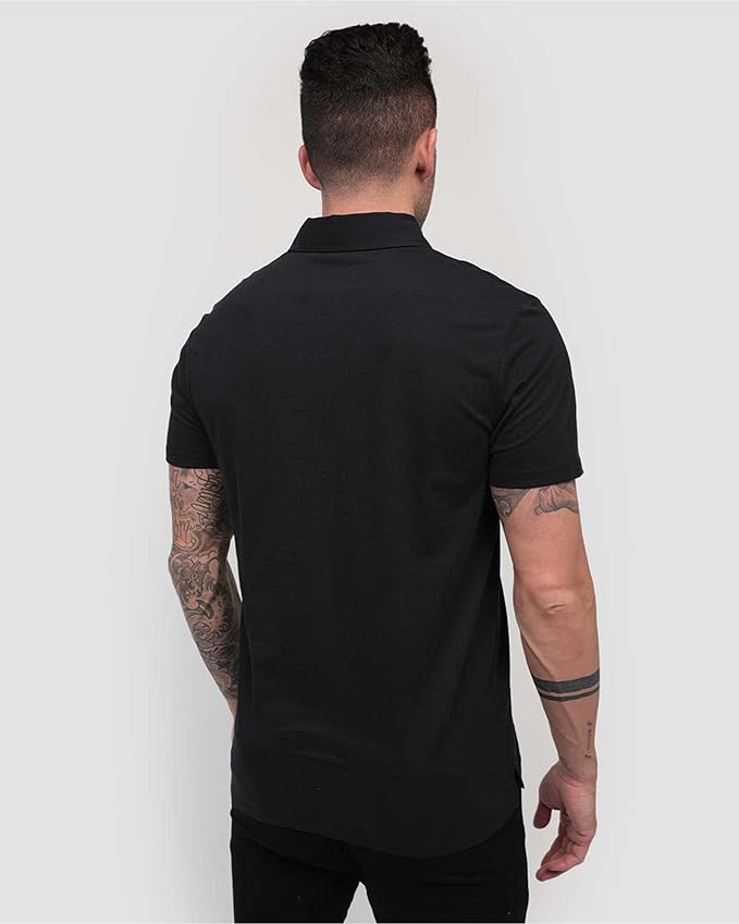 INTO THE AM Polo Shirts for Men - Slim Fit Short Sleeve Collared Shirt S - 4XL Fitted Collar Polos for Work