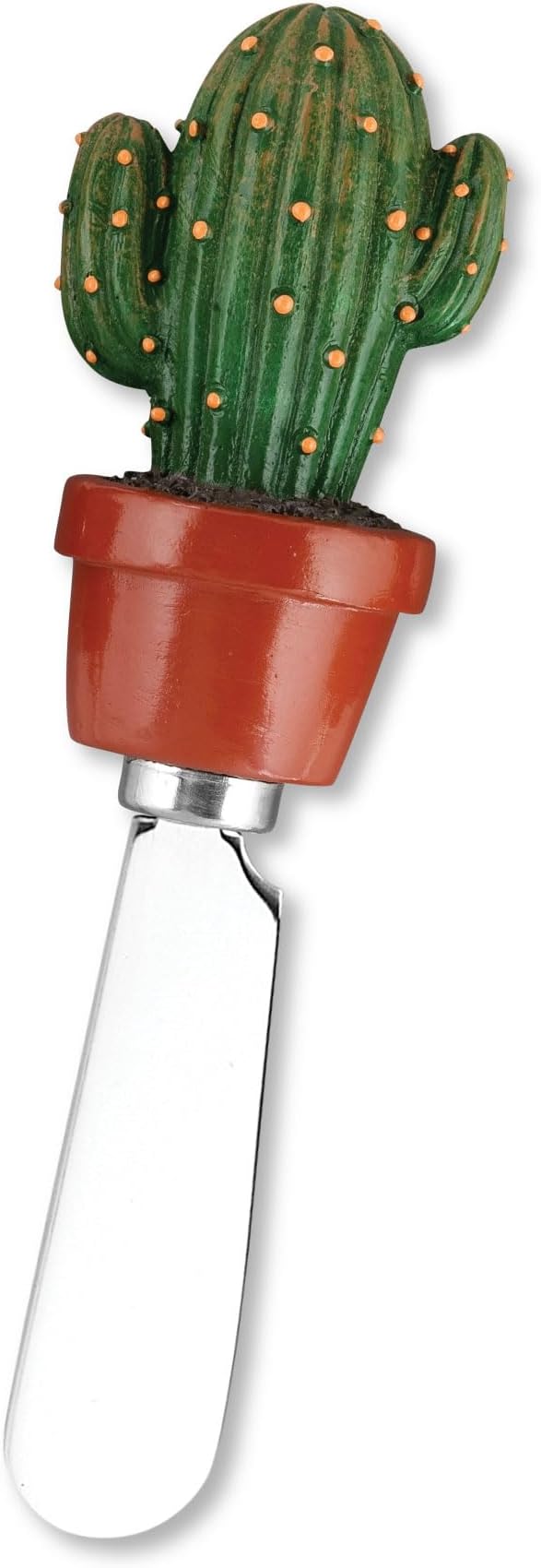 Supreme Housewares Cactus Pot Cheese Spreaders, Hand-Painted Resin Handles with Stainless Steel Blades for Spreading Cream Cheese, Butter, and Jam, Assorted Designs, Set of 4