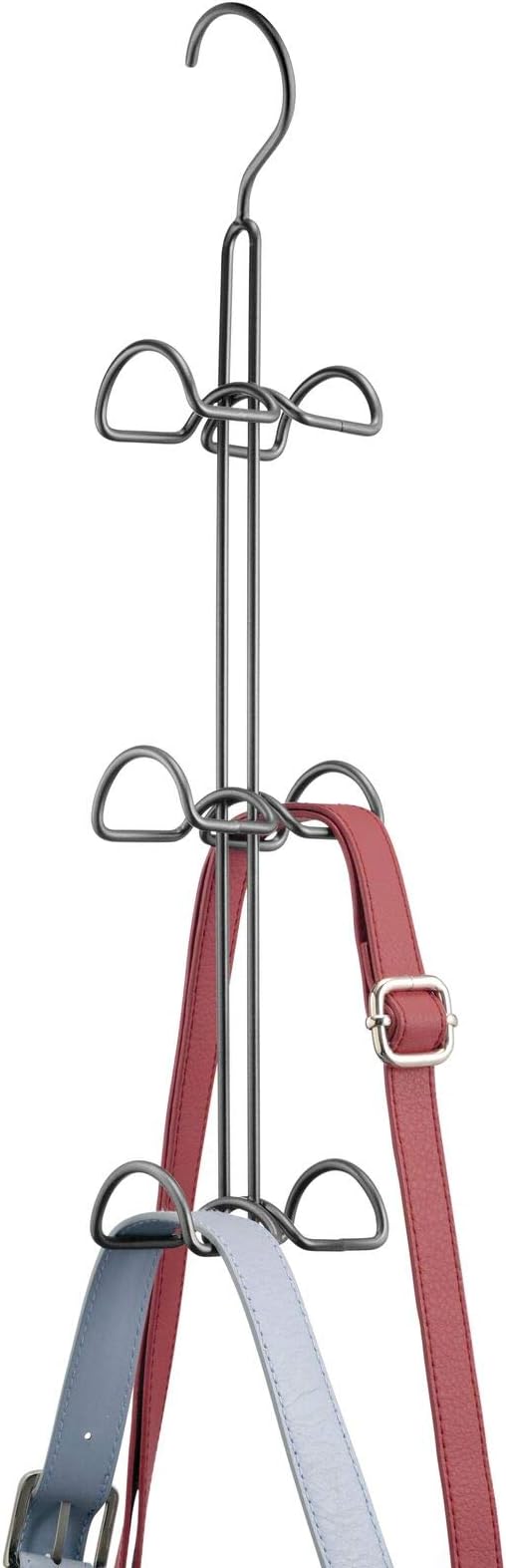 mDesign Metal Wire Over The Closet Rod Hanging Storage Organizer Hanger for Storing and Organizing Purses, Backpacks, Satchels, Crossovers, Handbags - 2 Pack - Graphite Gray