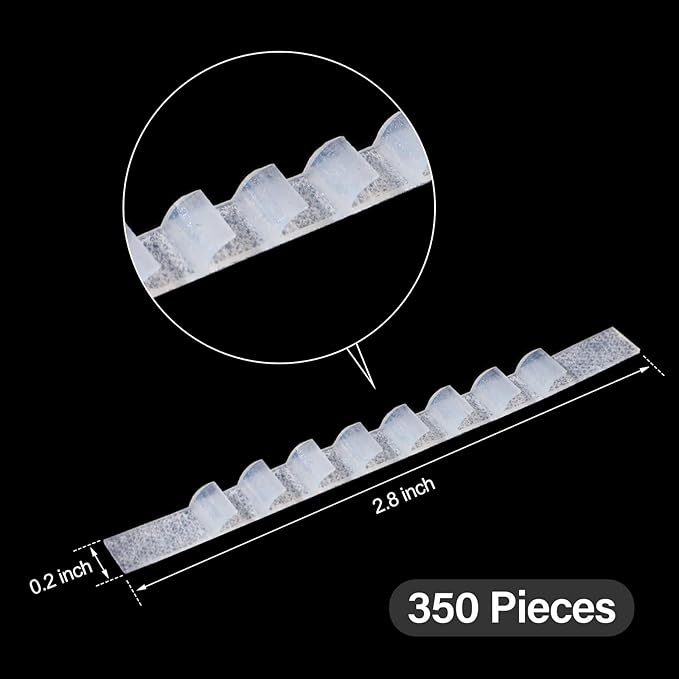 350 Pcs Non Slip Rubber Clothes Hanger Grips Adhesive Clothing Hanger Grip 2.8 x 0.2 Inch Clothes Hanging Accessories with Fins Strips Grippers for Home Stores Use (Clear)