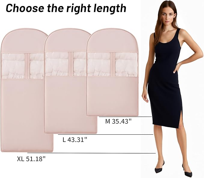 Space Saving Hanging Compression Garment Bag with Zipper for Closet Storage, Hanging Clothes Storage Bag, Garment Covers for Coats and Down Jackets, Pnik, XL
