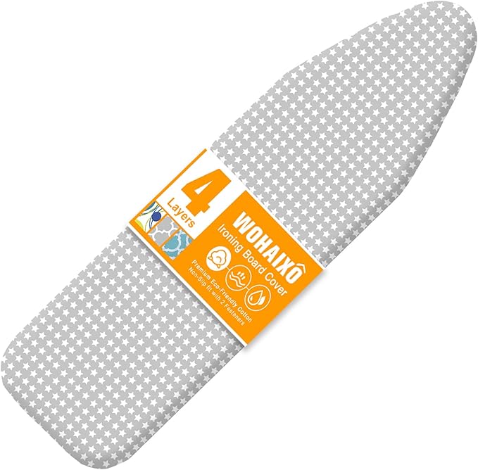 Ironing Board Cover and Pad 15" x 54", 4 Layers Extra Thick Iron Board Cover, Standard Size Ironing Board Cover Scorch Resistant Elastic Edge and Loop Fastener Strap