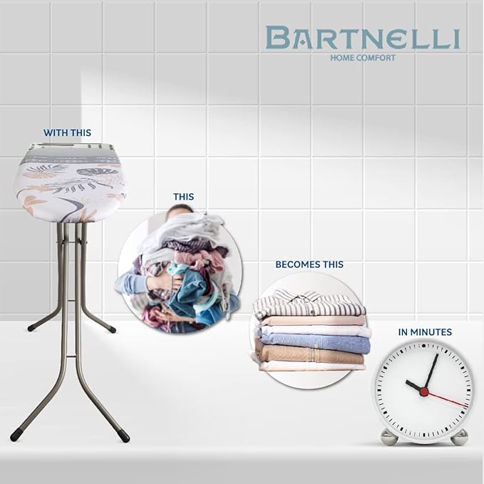 Bartnelli Heavy Duty Ironing Board 48x15 | Designed & Made in Europe with Patent Technology, Turbo & Park Zone