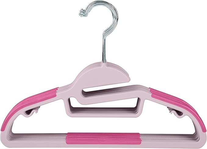 Simplify Kids 12 Pack Collar Ultimate Hangers, Non Slip Slim Space Savers, No More Stretching Baby Clothes, Pink, 3229-PINK