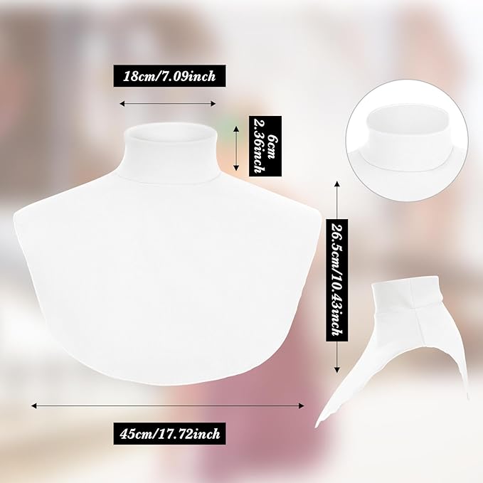 Turtleneck Dickey Extra Large Fake Collar Detachable Dickey Collar Half Mock Turtleneck for Men Women