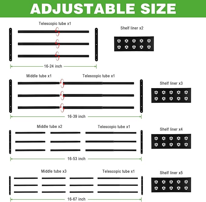 Expandable Closet Shelf, 16-67 Inches Metal Closet Rod Organizers and Storage Shelves Space Saving DIY Divider Separator for Cabinet Wardrobe
