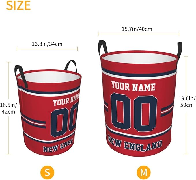 Custom New England Laundry Hamper Personalized Laundry Basket Customized Name And Number Collapsible Storage Basket for Bedroom Bathroom Living Room Gifts