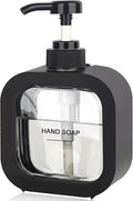 Hand & Dish Soap Dispenser - Modern Plastic Pump with Labels - Black