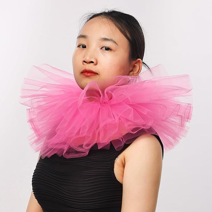 BLESSUME Victorian Retro Mesh Neck Ruff Ruffle Collar Layered Clown Neck Collar