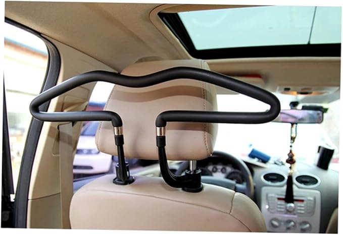 PRETYZOOM Car Seat Hanger Hook for Headrest Auto Vehicle Clothes Holder Coat Jacket Suit Organizer Easy Mount Wrinkle-Free 16.92In Black