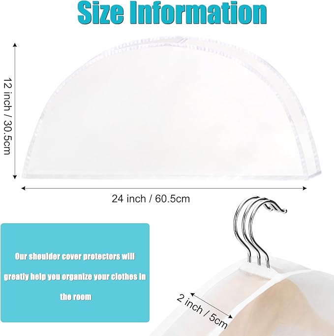 Foraineam 20 Pack Shoulder Covers Clothes Suit Protectors Breathable Garment Dust Covers for Suit, Coats, Jackets, Dress Closet Storage