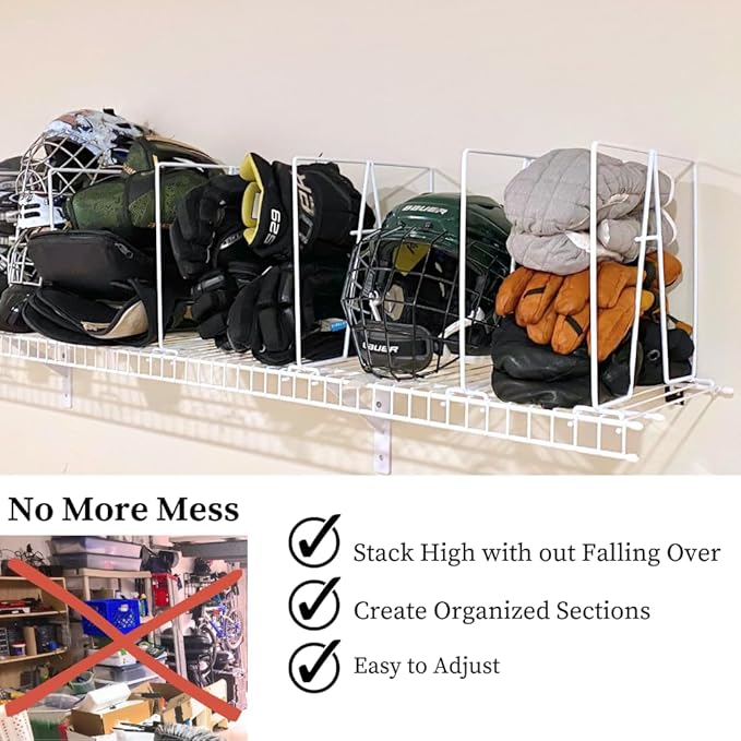 Evelots Wire Shelf Dividers -10 Pack- Closet Storage & Organization for Office/Pantry/Garage - Tall Shelf Separator - Easy Clip-No Tool - Solid Coated Steel