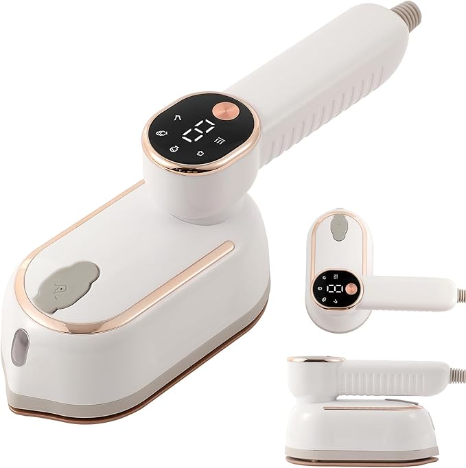 Portable Clothing Steamer, 1000W Clothing Wrinkle Remover, 3+1 Steam Adjustment Multifunctional Hanging Iron with LED Digital Display Screen, 130ml, with Water Shortage Warning, Safe Use (White)