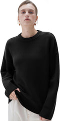 SUUKSESS Women Cashmere Blend Oversized Crew Neck Long Sleeve Pullover Sweaters