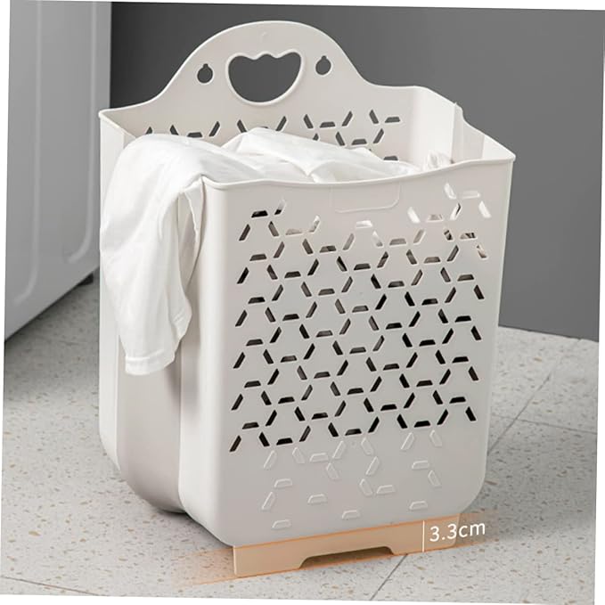 Alipis Foldable Plastic Laundry Hamper for Kids, White, 1 Set