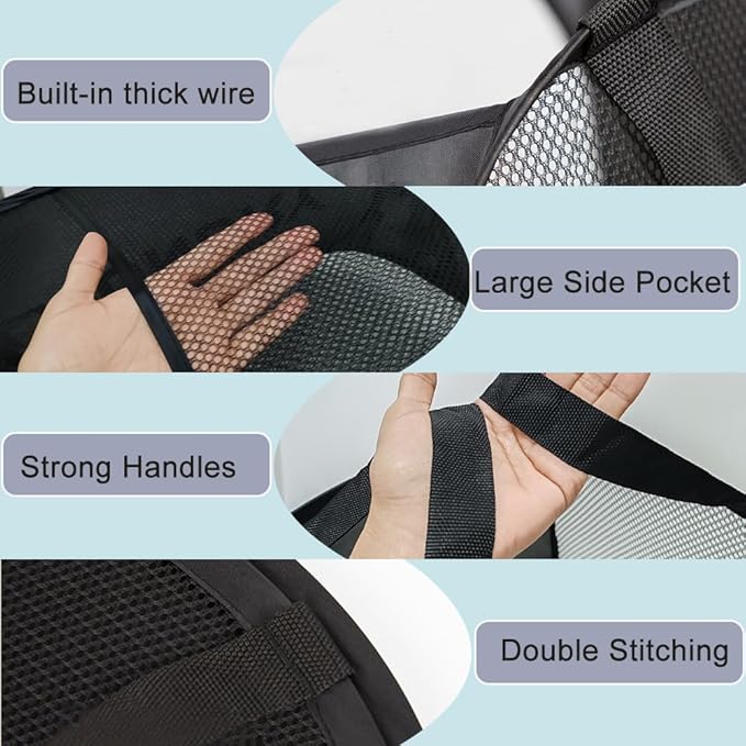 Larpur Pop Up Laundry Baskets, 2 Pack Mesh Laundry Hampers Collapsible Clothes Hampers for Home, Dorm, Travel (Gray + Blue)