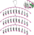 3Pack Legging Organizer for Closet,Upgrade Skirt Pants Hangers with Clips, Metal Yoga Pants Hangers 10 Clips,Hangers Space Saving Closet Organizers Rubber Coated Organizers Leggings Hanger(Pink)