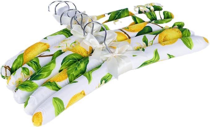 Anti-Slip Satin Padded Clothes Hangers with Rotatable Hooks No Shoulder Bump for Women Heavy Sweaters, Coats, Suits (1, Lemon)