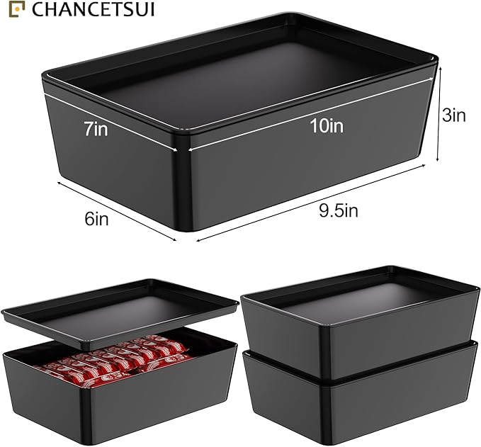 CHANCETSUI Storage Bins With Lids Plastic Containers: Multipurpose Stackable Storage Container Bins With Lid For Home And Office Organization, Small Storage Bin, 2 Pcs 7x10 Black container