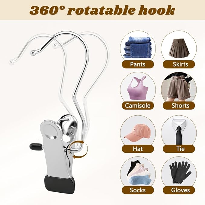 50pcs Legging Organizer for Closet Boot Hangers Clips Portable Pants Hangers for Travel with Non-Slip Rubber Coated Space Saving Closet Organizers for Skirts Shorts Jeans(Color:Black)