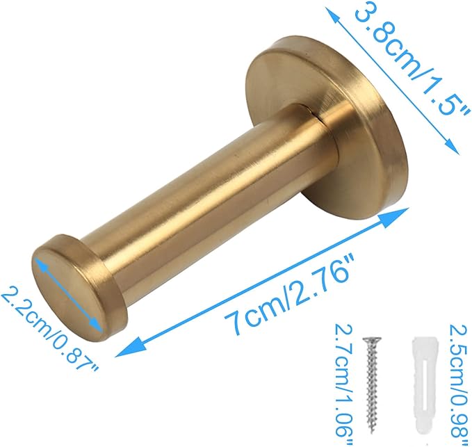Bath Towel Hooks, 6 Pack Round Coat Hooks, Sturdy Wall Mounted Robe Hook, SUS 304 Stainless Steel Heavy Duty Clothes Hanger, Wall Towel Hooks for Bathroom Bedroom Kitchen (3 in, Gold)