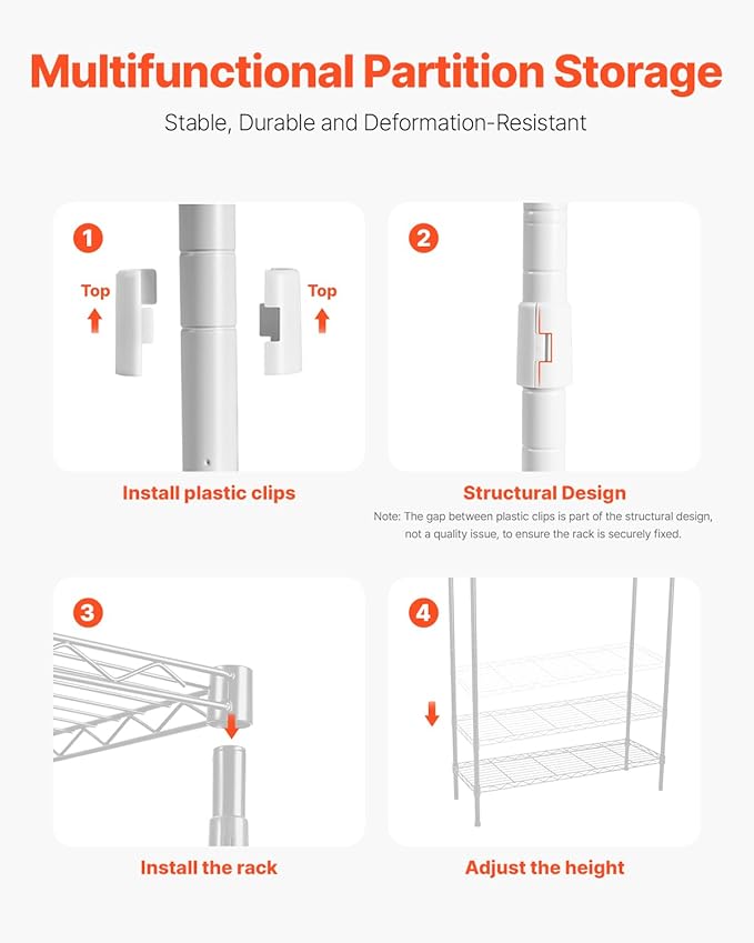 VEVOR Over The Washer and Dryer Storage Shelf, 6 Tier Laundry Room Drying Rack with Hanger Rod and Hooks, Adjustable Over Washer and Dryer Shelves, Laundry Room Shelf Storage Space Saver, White