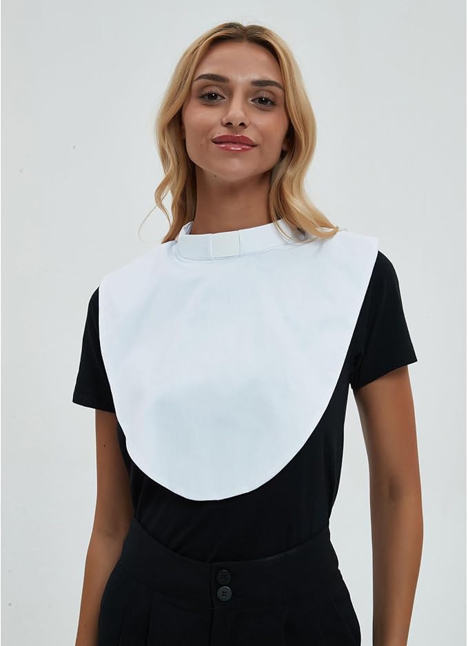 BLESSI Unisex Clergy Tab Collar Dickey Clerical Dickey Bib Collar with Insert White Collar Tab