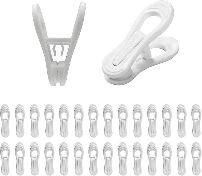 Strong Plastic Hanger Clips - Multi-use for Jeans, Skirts, Sweaters & Pants (30Pcs White)