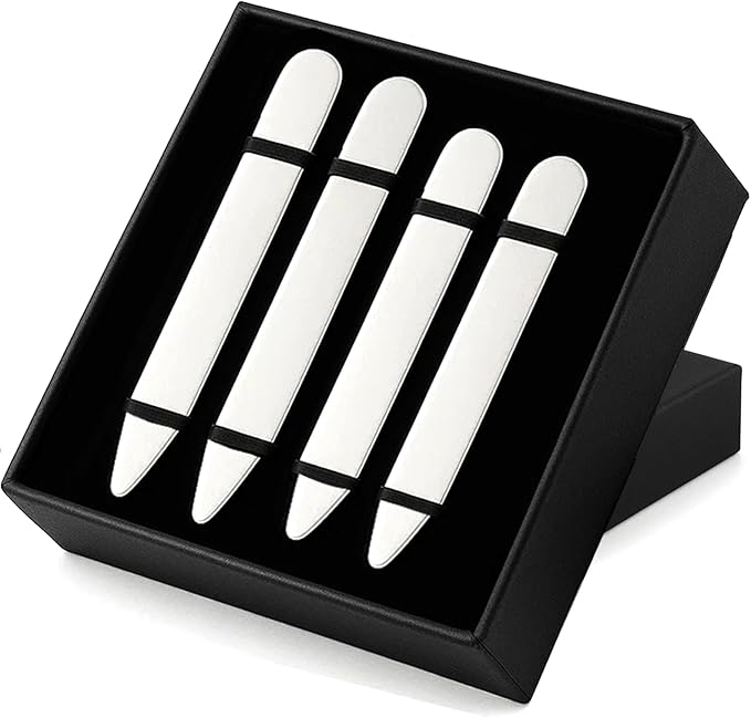 Stainless Steel Collar Stiffeners(No Magnets included), Metal Shirt Collar Stays, Valued Pack in a Gift Box