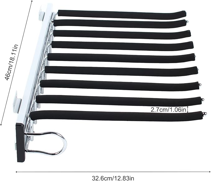 Pull Out Trouser Hanger Rack Closet Pants Storage Rack Space Saving Drawer Non-Slip Clothes Hanger Bar Multi Functional (Right Installation)