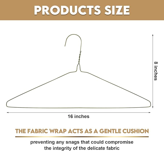 120 Pcs Wire Hangers Bulk 16" Dry Cleaner Hangers for Clothes Caped Clothing Pants(Classic,Gold)