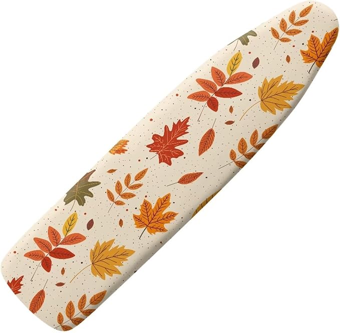 Marple Leaf Ironing Board Cover with Elastic Edge Stain Resistant Iron Board Cover Hook and Loop Fasteners 15x54 Inch Standard Size Pressing Cloth for Ironing