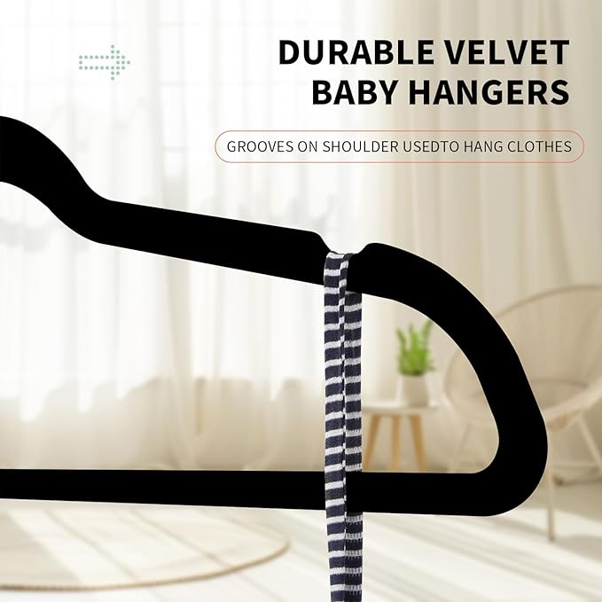 Premium Velvet Clothes Hangers, Heavy Duty Study Black Hangers for Coats, Suit & Dress - Non Slip Clothes Hanger Set (100, Black/Silver)