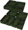 DIMJ Drawer Organizer Clothes, 12 Pack Dresser Organizer, Foldable Closet Organizers and Storage, Fabric Dresser Bins, Drawer Dividers for Nursery, Baby Clothes, Underwears, Sock (Green)