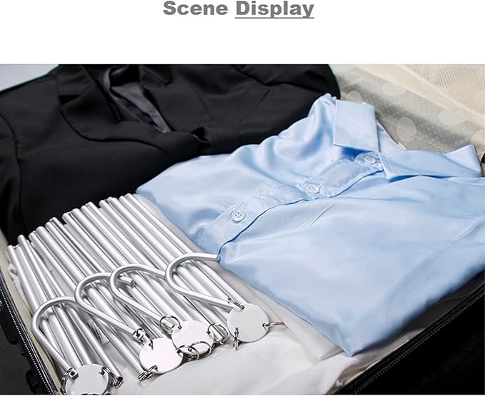 Aluminum Foldable Hangers for Travel 3 Pack, Light and Portable for Suitcase, Coat, Business Trip, Caravan, Hotel - Silver