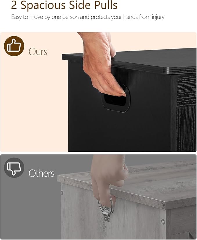 usikey 29.5” Storage Chest, Toy Box with Safety Hinge & Gel Bumpers, Toy Chest, Lift Top Storage Trunk, Supports 220 lb, for Living Room, Bedroom, Entryway, Black