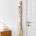 Vertical Coat Rack Wall Mounted - Height 36 Inches, Oak Wood Vertical Hat Rack for Wall with 9 Hooks, Modern Coat Rack Tree for Hanging Hats, Jackets, Bags in Entryway Bedroom Office