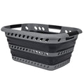 Collapsible Laundry Basket | Portable | Space Saver Storage | Hold 2 Loads | Store Under the Bed or Closet | Good for Kids | Dorm | Bedroom | Large | Grey/Black