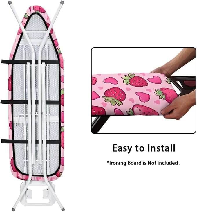 Strawberry Ironing Board Covers with Padding Love Heart Ironing Board Padded Cover Tabletop Iron Board Pad Ironing Board Cover Accessories Soft