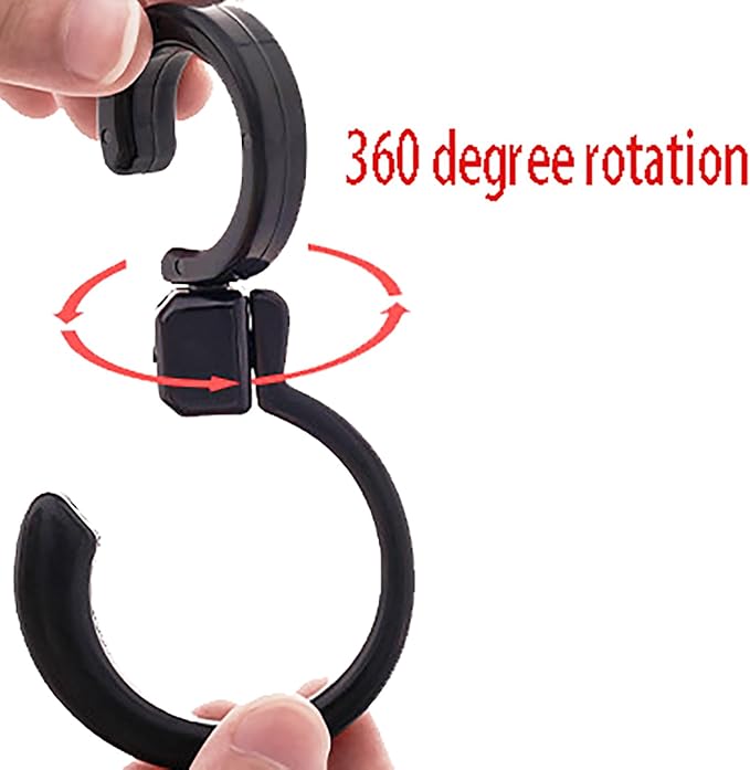 2PCS Rotating Folding S Hook 360 Degree Foldable Multi-Functional Hook 3.9x1.2x1 inches Portable Plastic Hanging Hook Clothes Hanger for Indoor and Outdoor Use Home Kitchen Garage Black