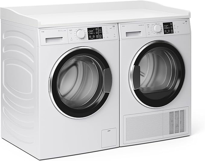 Washer Dryer Countertop, 54" W x 27.5"D Washer Dryer Topper with Non-Slip Mat, Laundry Countertop Organizer for Folding Clothes, White