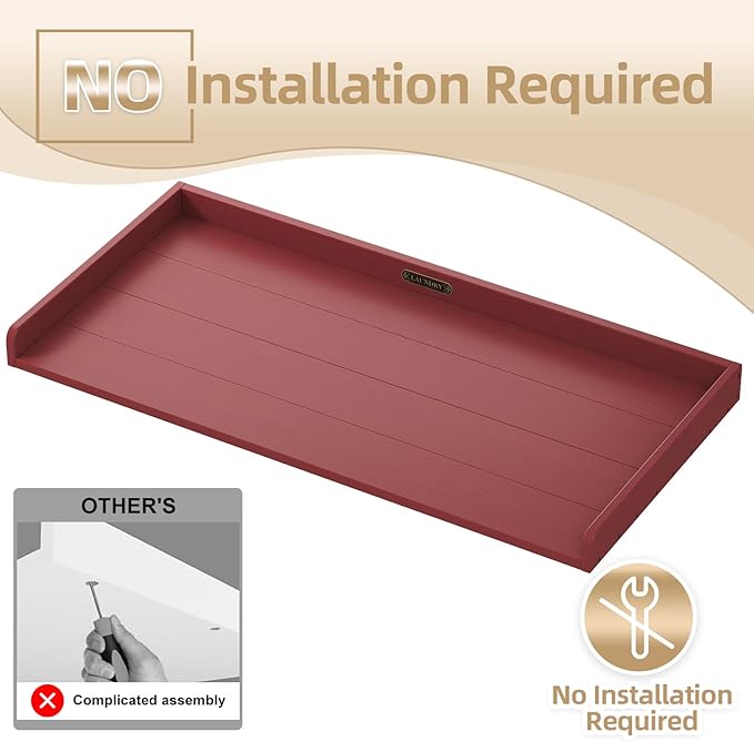 No-Installation HDPE Washer Dryer Countertop Washer and Dryer Topper Covers for The Top Laundry Countertop Laundry Room Organization No Water Leakage,Red