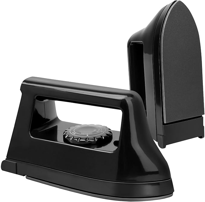 Mini Iron for Crafts and Quilting - Travel and Household Electric Heat Press Machine for Sewing Supplies (Black)