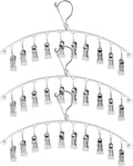 3Pack Legging Organizer for Closet,Upgrade Skirt Pants Hangers with Clips, Metal Yoga Pants Hangers 10 Clips,Hangers Space Saving Closet Organizers Rubber Coated Organizers Leggings Hanger(White)