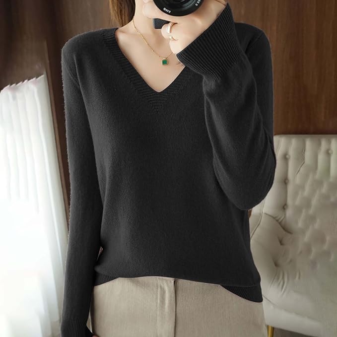 Merino Wool Cashmere Sweaters for Women 2025 Oversized Soft Sweater Long Sleeves Casual Loose Pullover Knitted Tops