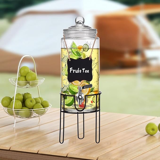 1.5 Gallon Drink Dispenser with Stand, Drink Dispensers for Parties, Beverage Dispenser with 100% Leakproof Spigot, Ideal for Lemonade, Juice, Water, Laundry Detergent Dispenser