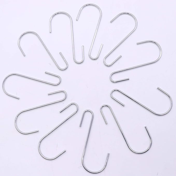 18 Pack 4 inch Heavy Duty S Hooks Pan Pot Holder Rack Hooks S Shaped Hooks Hangers for Oval Ceiling Pot Rack Hanging Kitchenware Spoons Pans Pots Utensils Clothes Bags Towels Plants (Silver)