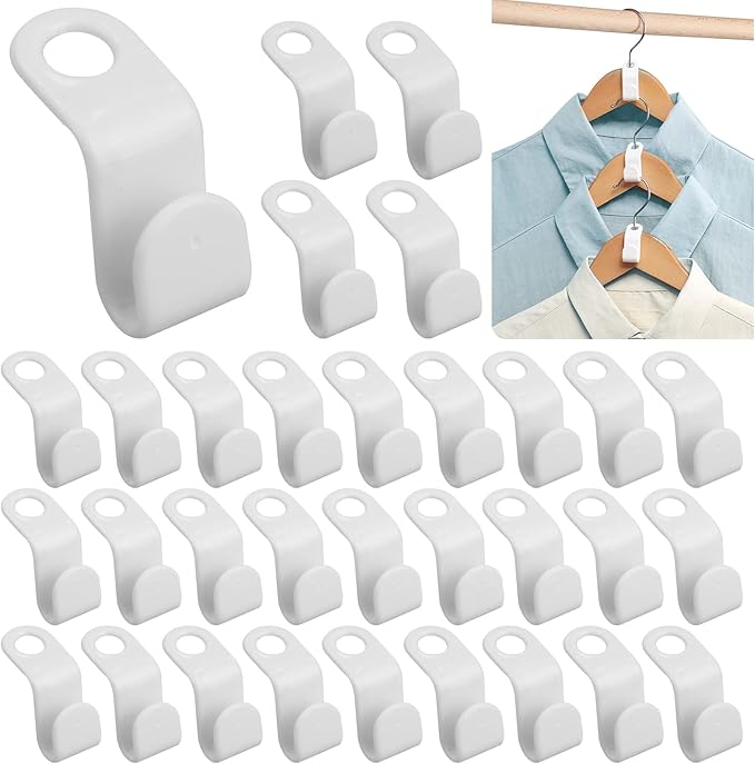 Clothes Closet Hook Hanger Space Saving Hangers Hooks Cascading Plastic Saver Organizer (100PCS, White)